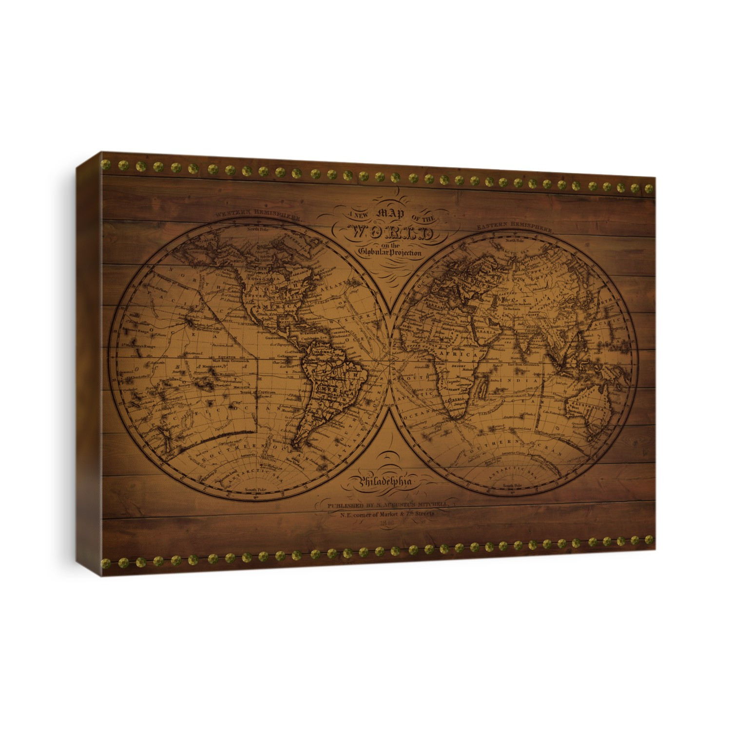 Vintage Wood World Maps 2