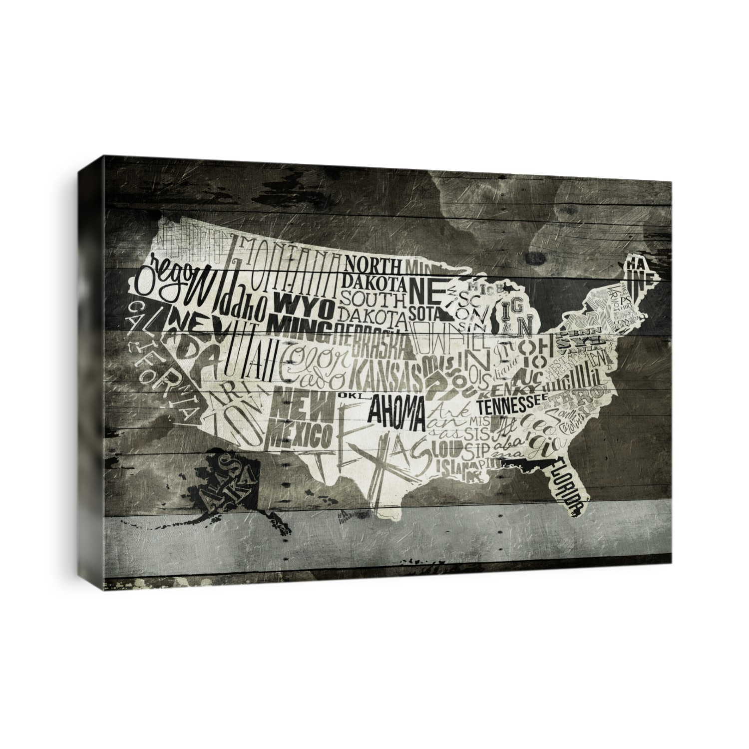 USA wood map