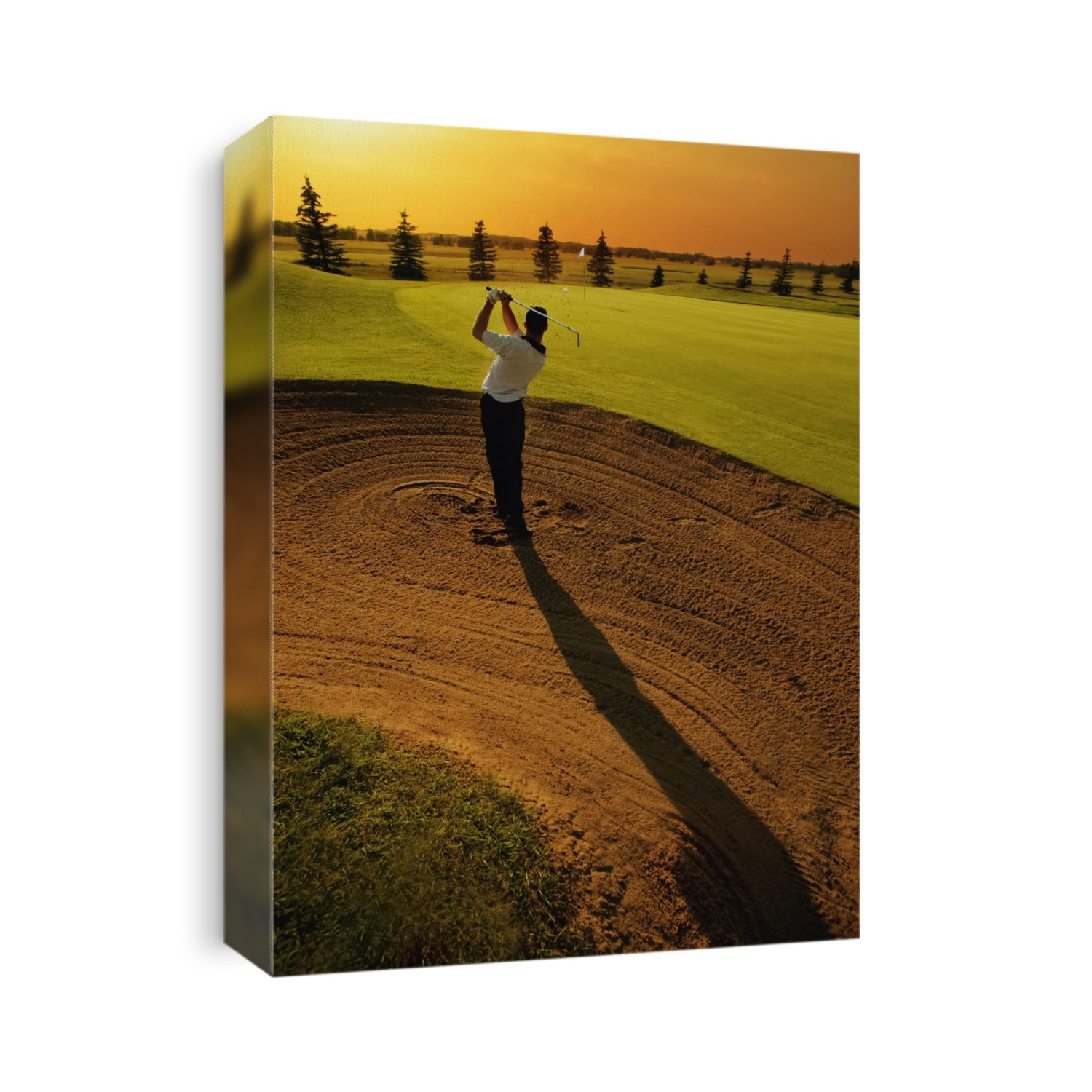 Golfer Taking A Swing From A Golf Bunker