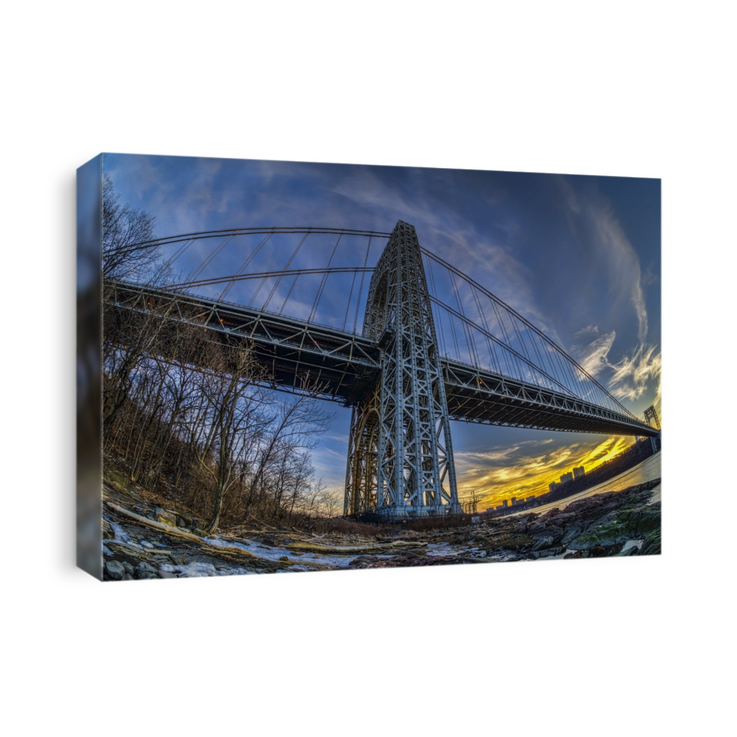 George Washington Bridge At Sunset, Fort Washington Park; New York City, New York, United States Of America