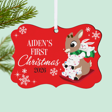 Rudolph® Baby's First Christmas Scroll Ornament