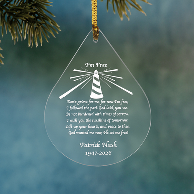 I'm Free Teardrop Personalized Memorial Ornament