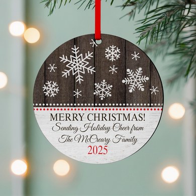 Vintage Snowflake Personalized Round Ornament