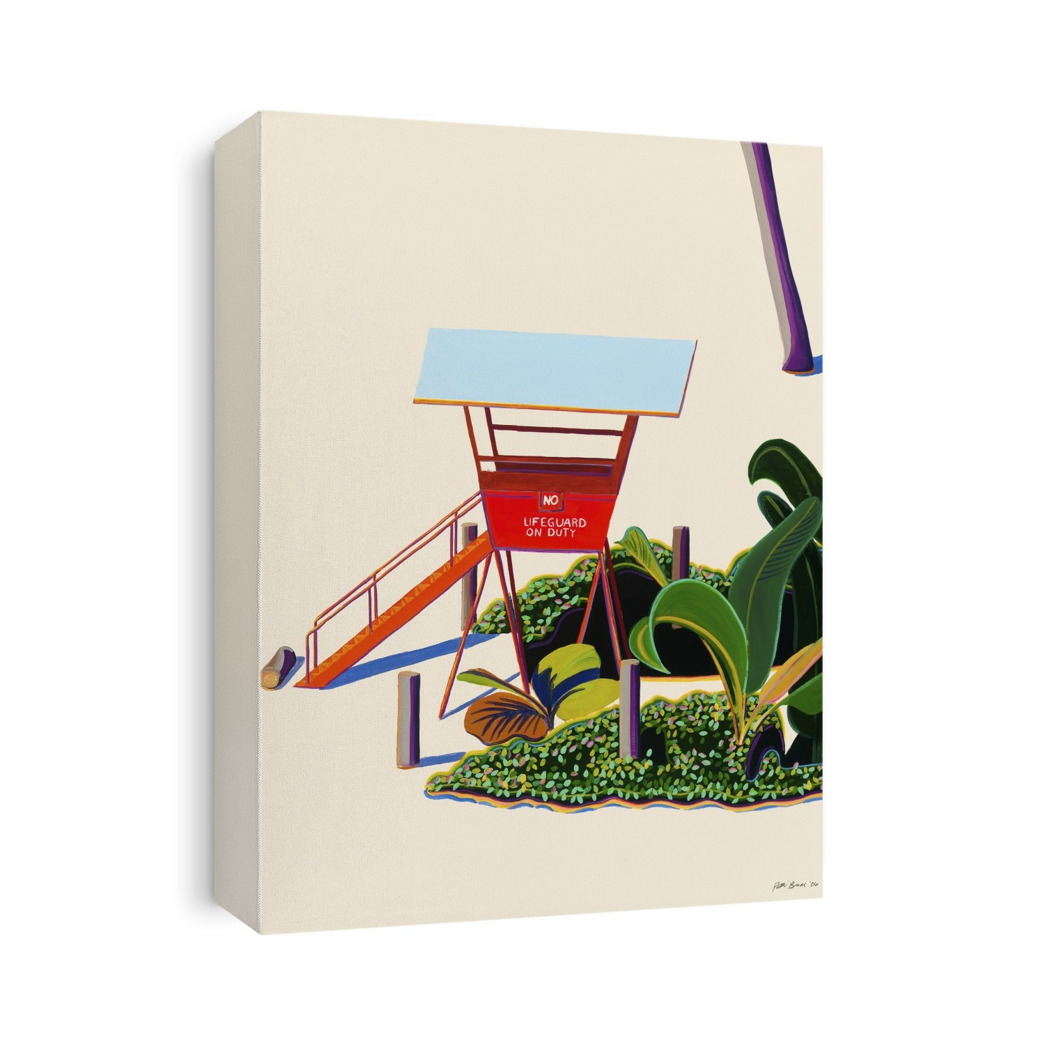 Hanauma Bay, Lifeguard Tower On Beach (Acrylic Painting).