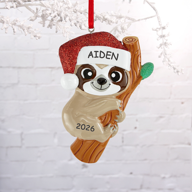 Holiday Sloth Personalized Ornament