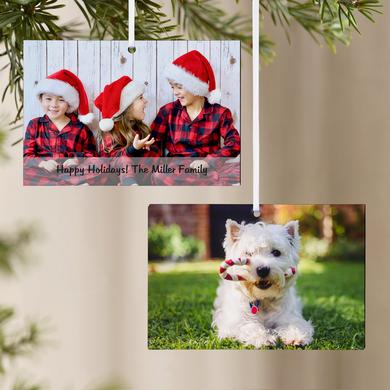 Captivating Photo with Message Personalized Rectangular Ornament
