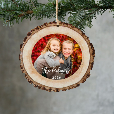 Custom Keepsake Photo Rustic Wood Ornament