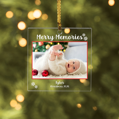 Cherished Memories Personalized Photo Square Ornament