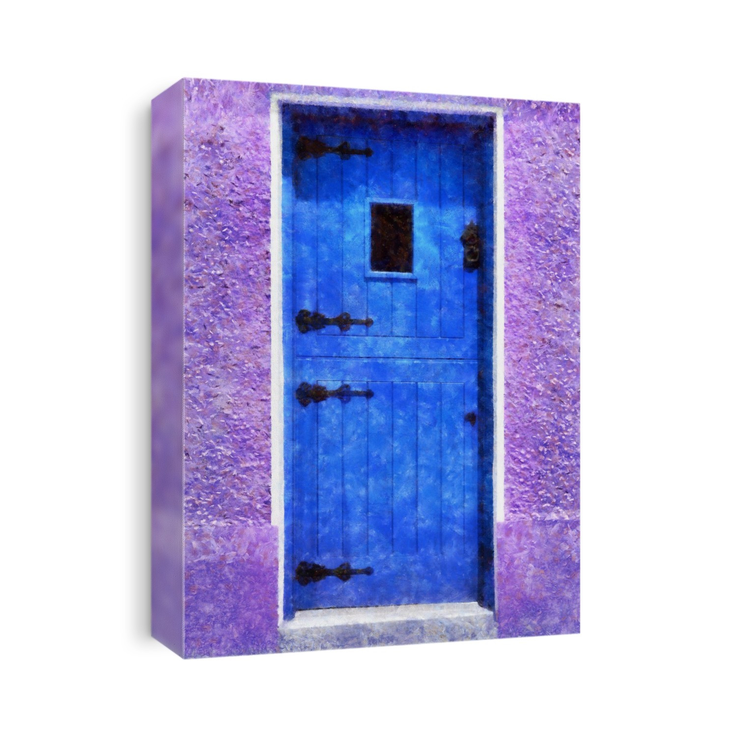 Blue door and violet walls, digital painting