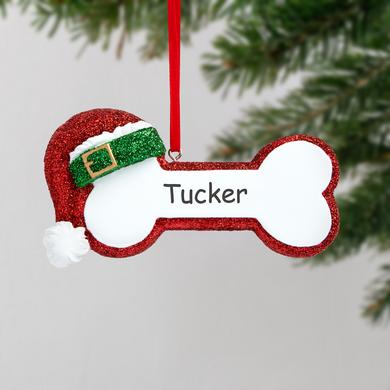 Festive Dog Bone Personalized Ornament