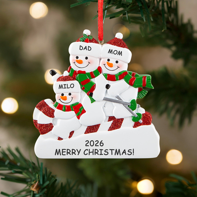 Festive Candy Cane Sleigh Personalized Family Ornament