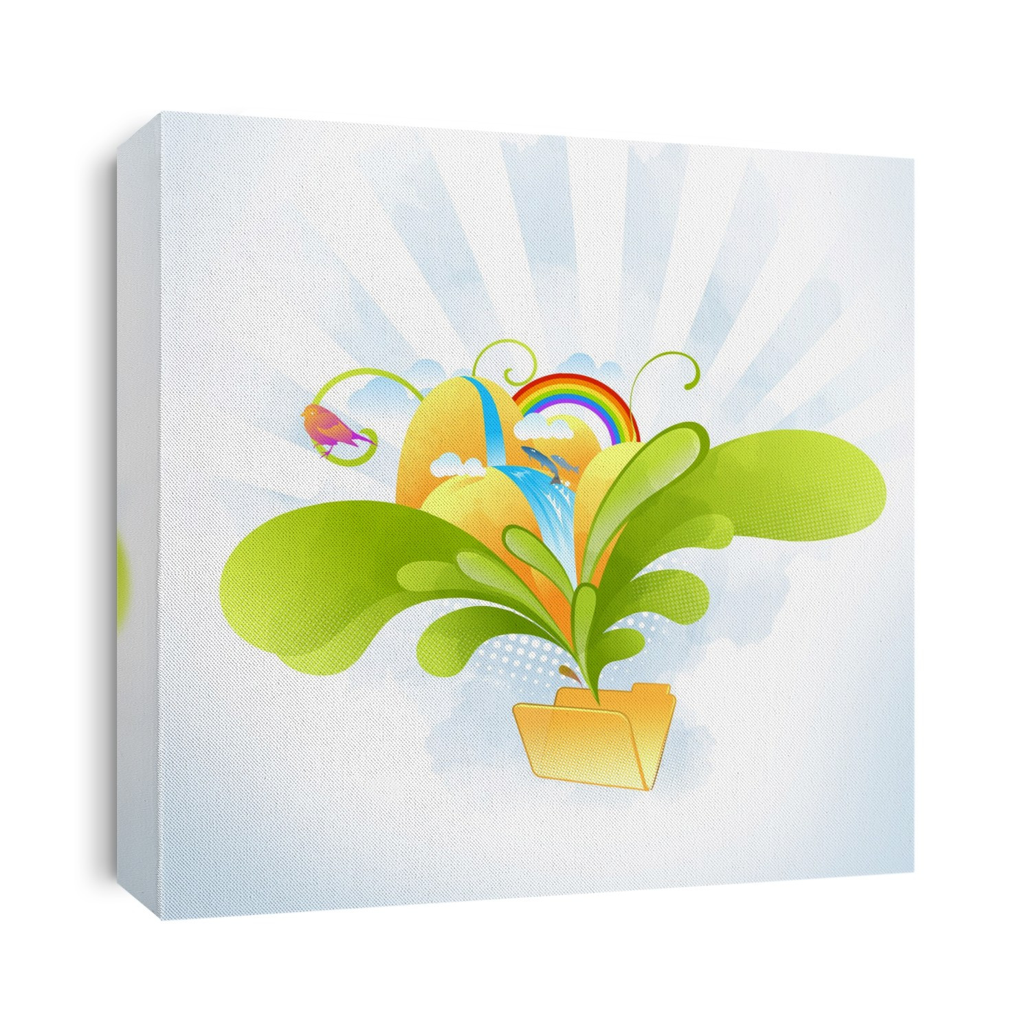 Illustration of nature and folder representing file sharing.