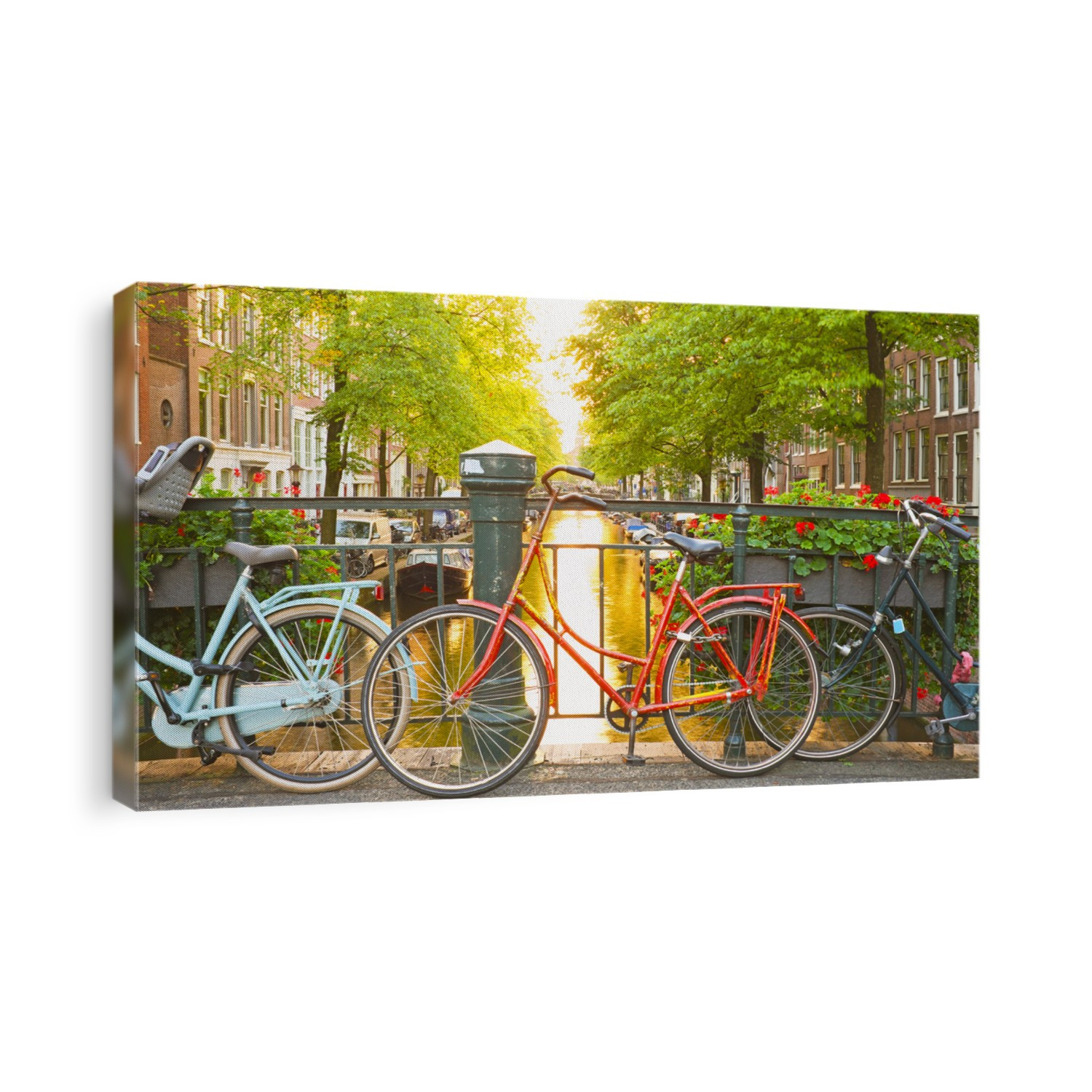 Bikes on the bridge in Amsterdam Netherlands