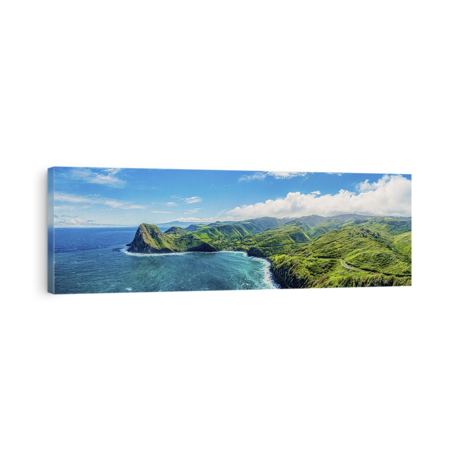 Lush foliage on the North side of West Maui, with a view of the isolated picturesque community of Kahakuloa, Hawaii, USA; Kahakuloa, Maui, Hawaii, United States of America