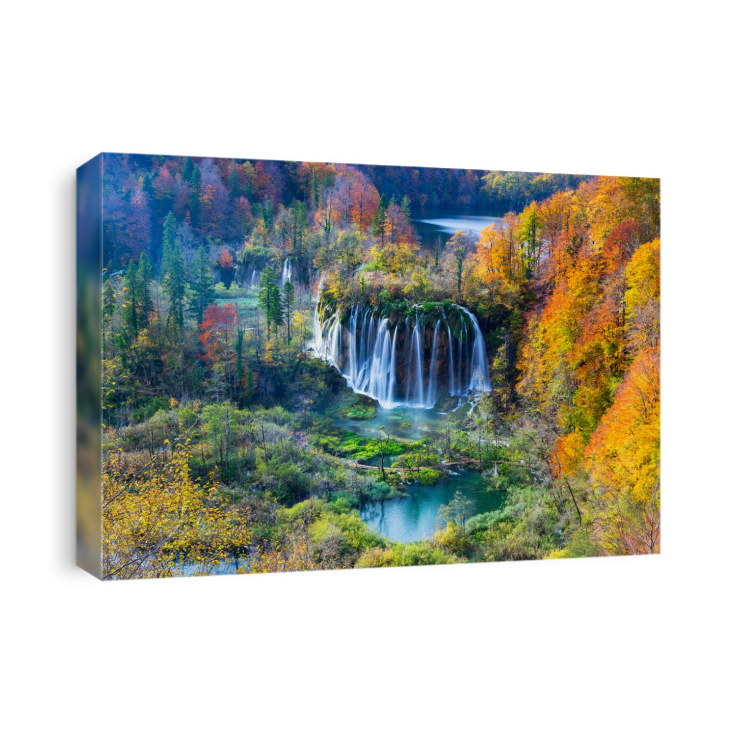 Autum colors and waterfalls of Plitvice National Park in Croatia