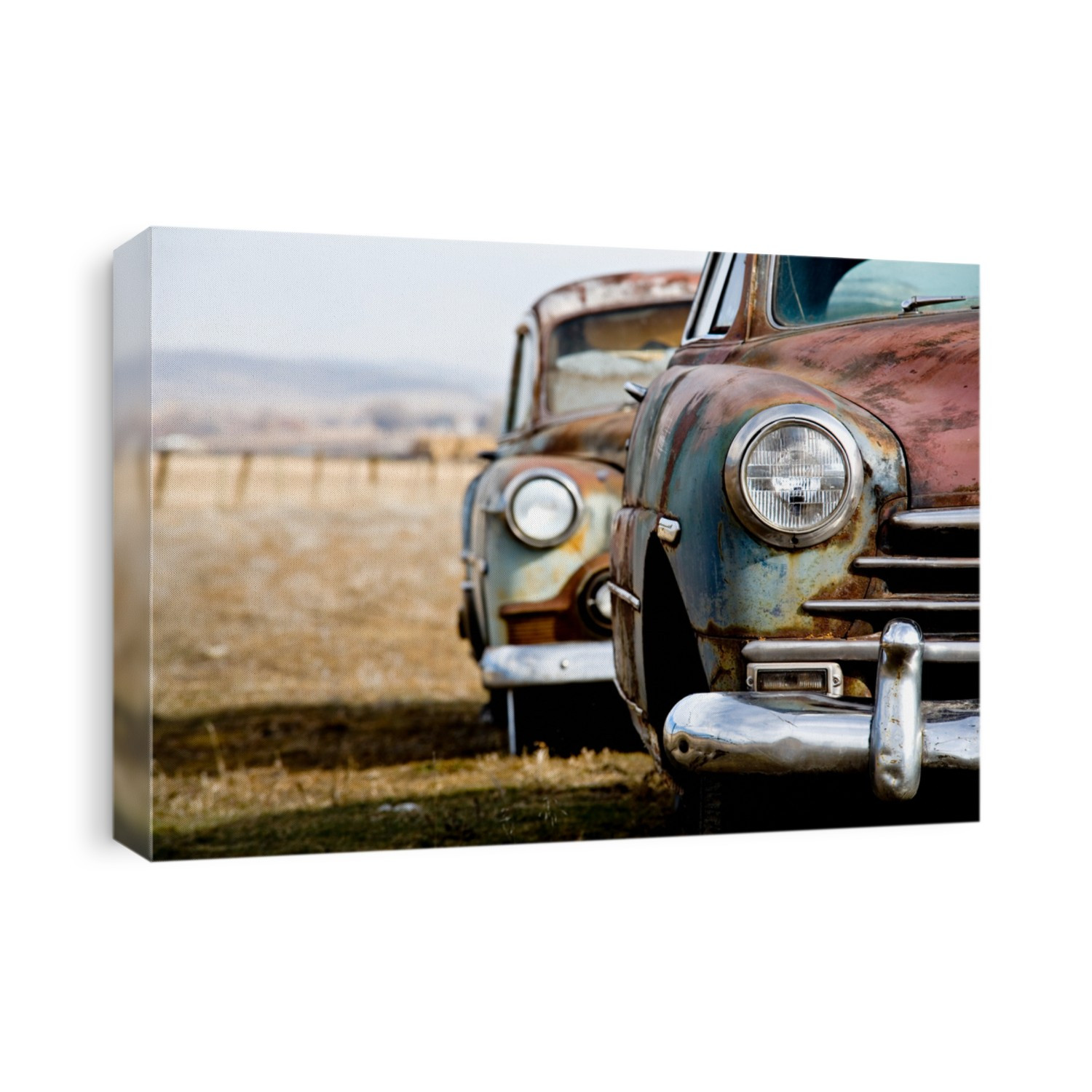 vintage car - two abandoned vintage cars in rural wyoming