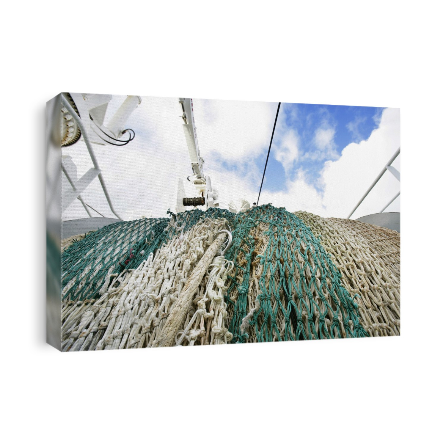 Fishing nets aboard a pelagic fishing boat.