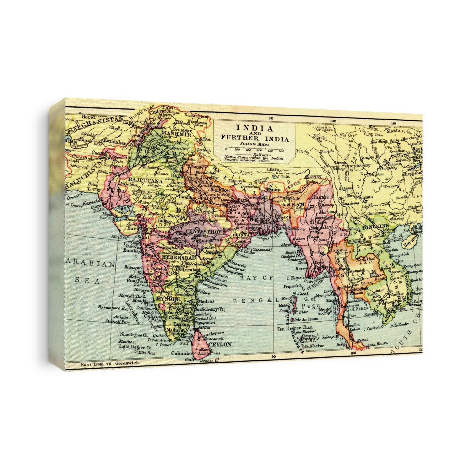 A 1930's Map Of India And Further India.