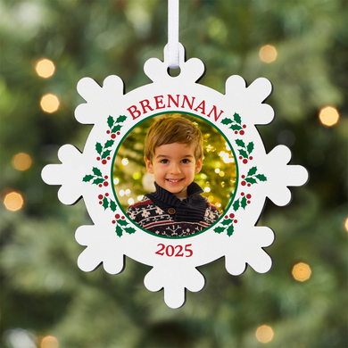 Holly Jolly Photo Snowflake Ornament