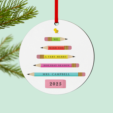 Holiday Wishes Teacher  Round Ornament