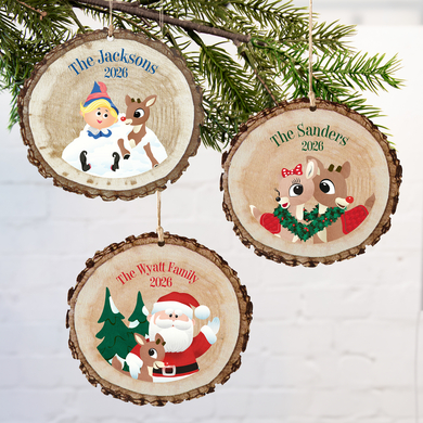Rudolph® & Friends Rustic Round Ornament