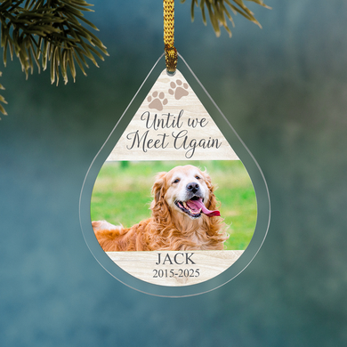 Until We Meet Again Pet Memorial Photo Teardrop Ornament