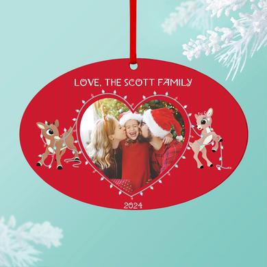 Rudolph® Christmas Lights Photo Oval Ornament