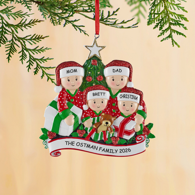 Family Opening Presents Ornament