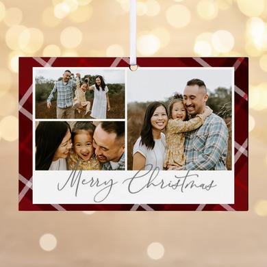 Merry Christmas Plaid Photo Ornament