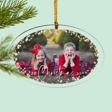 Twinkle Lights Photo Oval Ornament