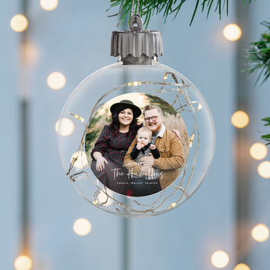Christmas Greetings Photo Fairy Lights Ornament