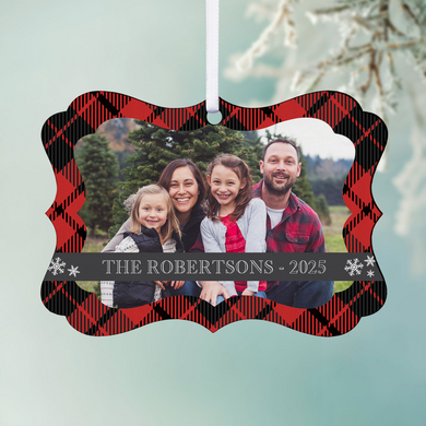 Cozy Christmas Photo with Message Scroll Ornament