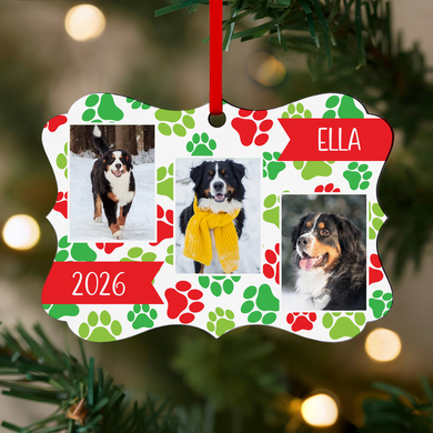 Happy Pawlidays Photo Scroll Ornament