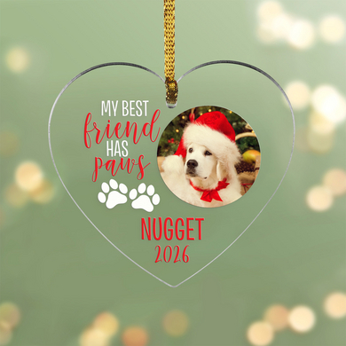 Best Friend Has Paws Photo Heart Ornament
