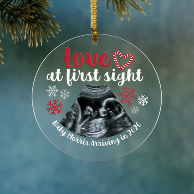 Love at First Sight Sonogram Photo Round Ornament