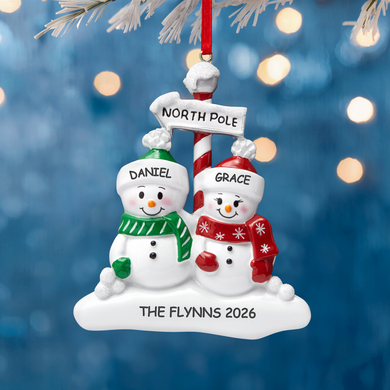 North Pole Family Couple Ornament