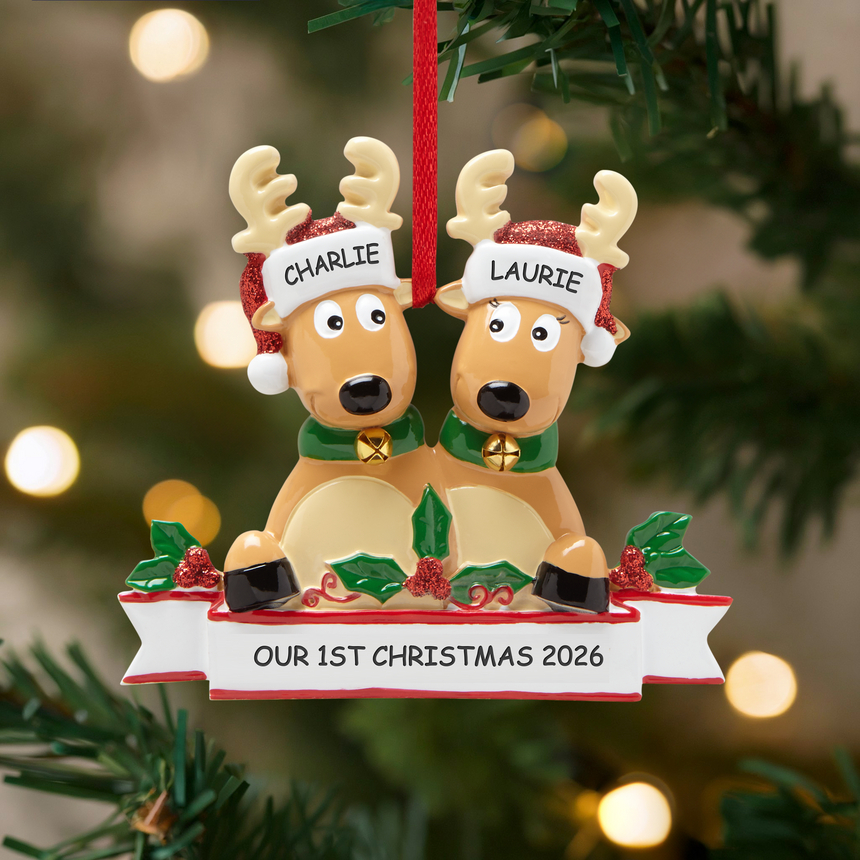 Rocking Reindeer Family Couple Ornament