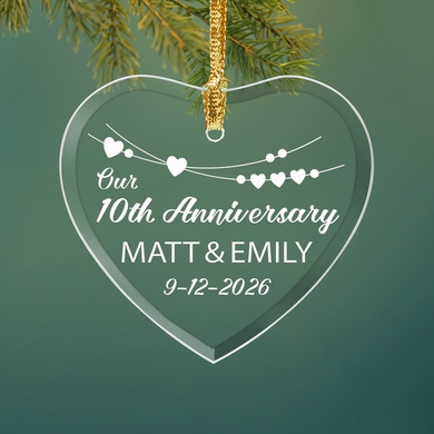 Romantic Celebration Glass Heart Ornament