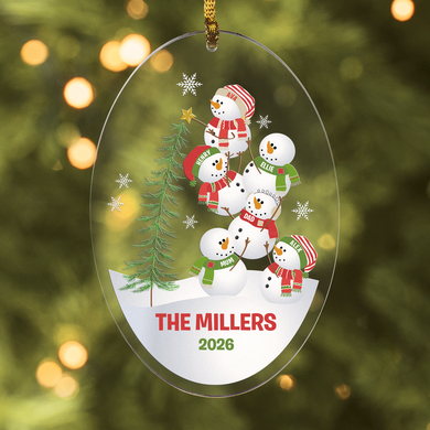 Lovable Snowmen Oval Ornament