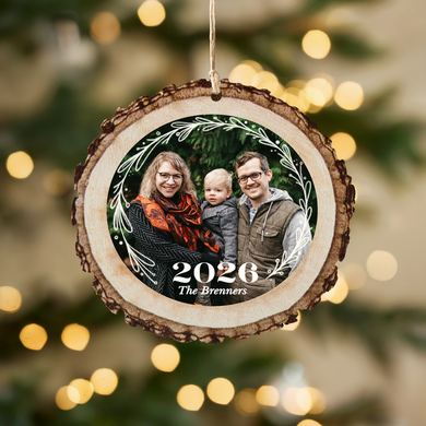 Year Photo Rustic Wood  Ornament