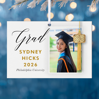 Hanging Tassel Graduation Photo Rectangle Ornament