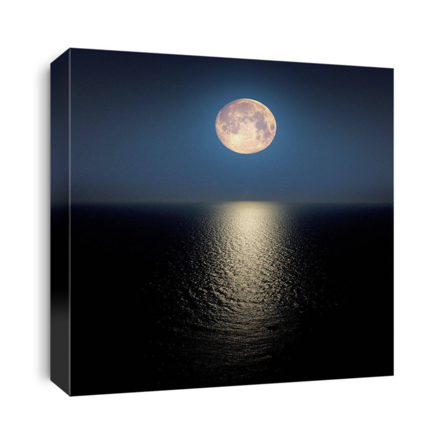 Moon over the ocean. View of a full Moon in the night sky over the ocean.