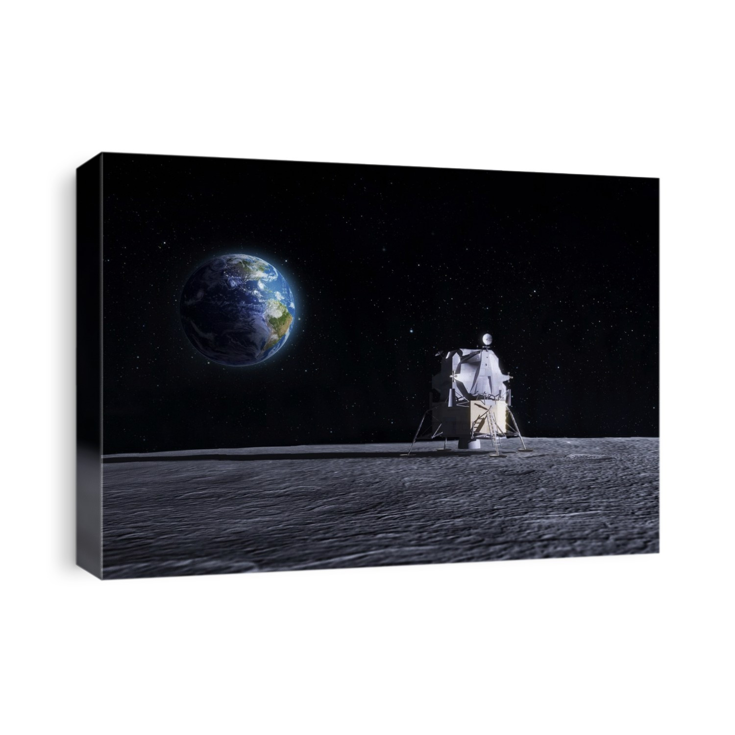 Apollo Moon landing. Computer artwork of the original Apollo mission lunar lander on the Moon.
