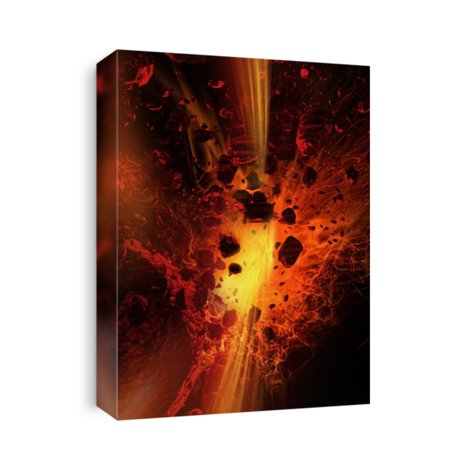 Asteroids in outer space, illustration.