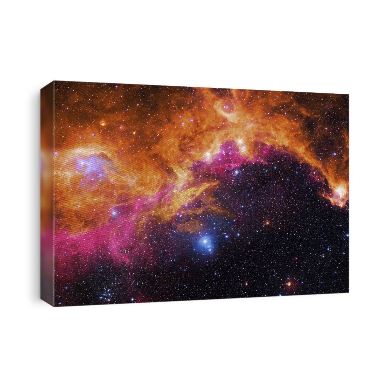 Seagull Nebula, composite image. The image combines visible data and infrared data (orange). This star formation region is around 3500 light years distant on the borders of the constellations of Monoceros and Canis Major. The emission nebula IC 2177 (upper left) forms the 'head' of the seagull. The image data was obtained from the Subaru Telescope of the National Astronomical Observatory of Japan (NAOJ), the Digitized Sky Survey, and NASA's WISE (Wide-field Infrared Survey Explorer). For this view with the infrared data subtracted, see image C030/0048.
