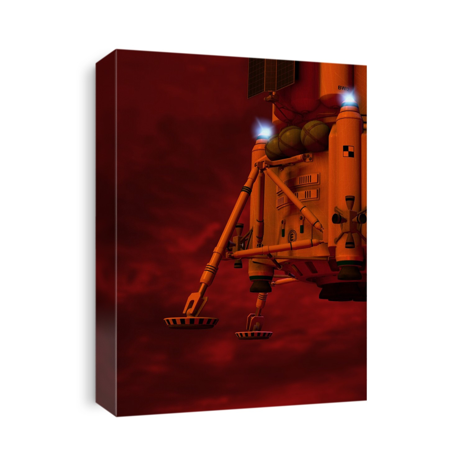 Space craft landing on planet mars, computer artwork.