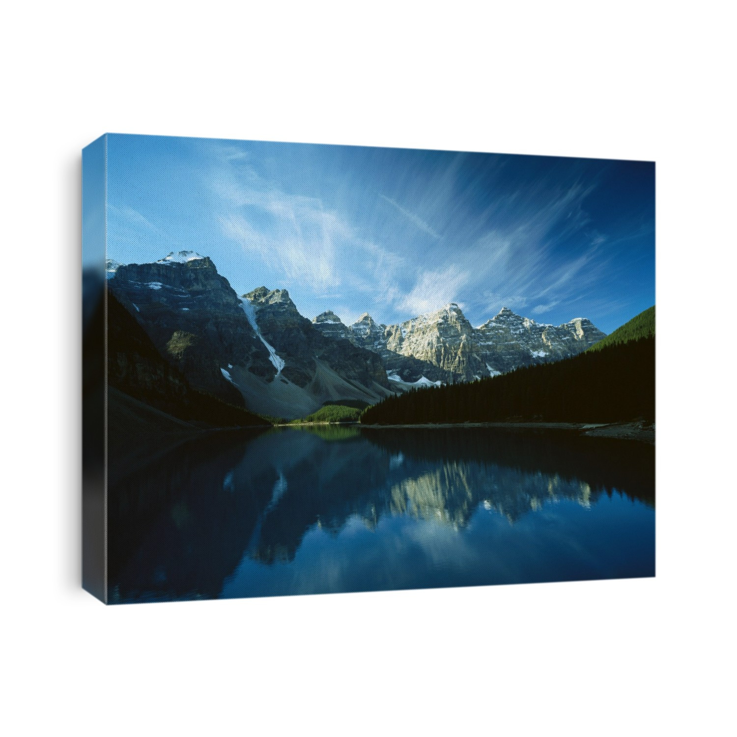 Rocky Mountain Range Reflected on Surface of Moraine Lake, Banff National Park; Alberta, Canada