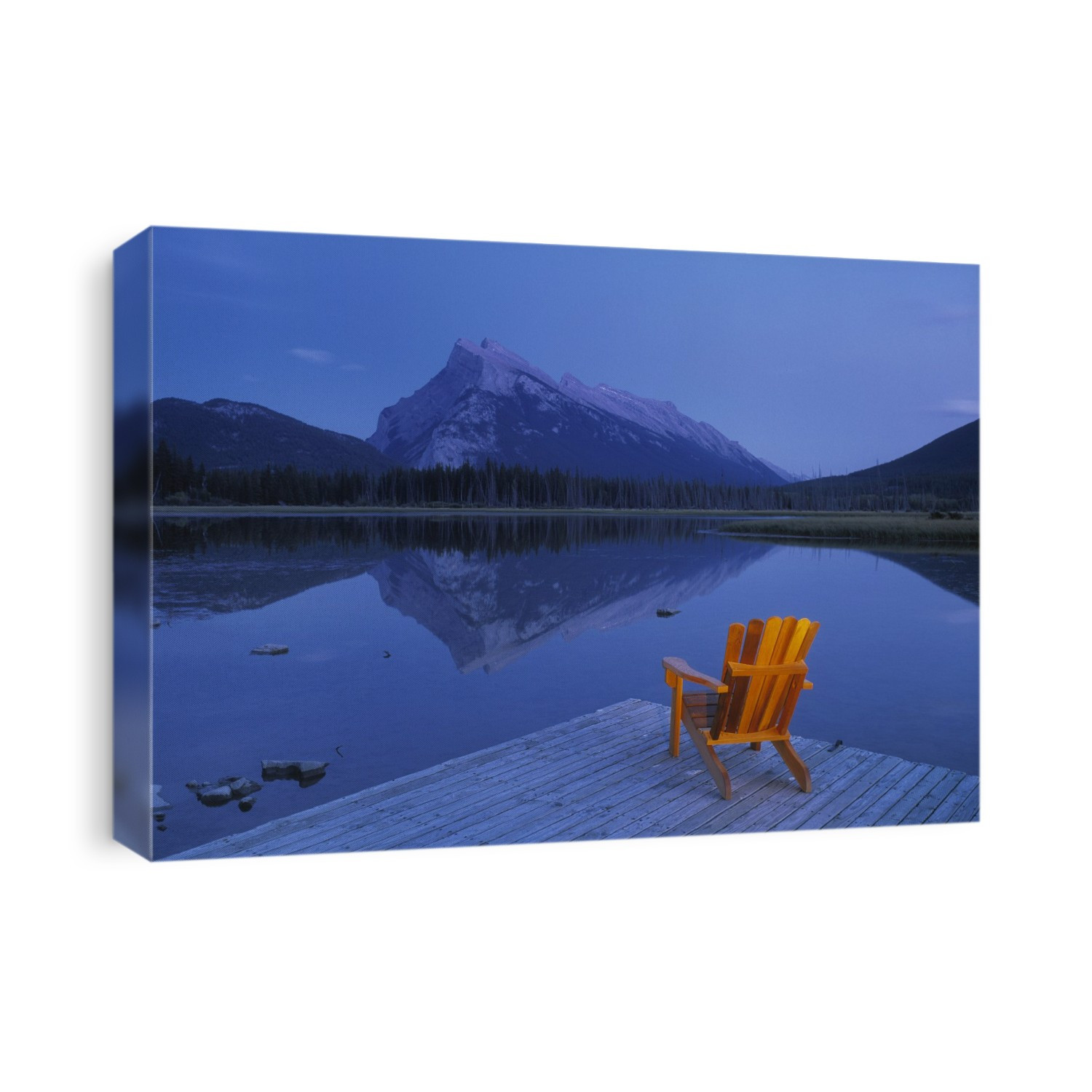Fv2570, Natural Moments Photography; Chair On Deck Overlooking Lake And Mountain