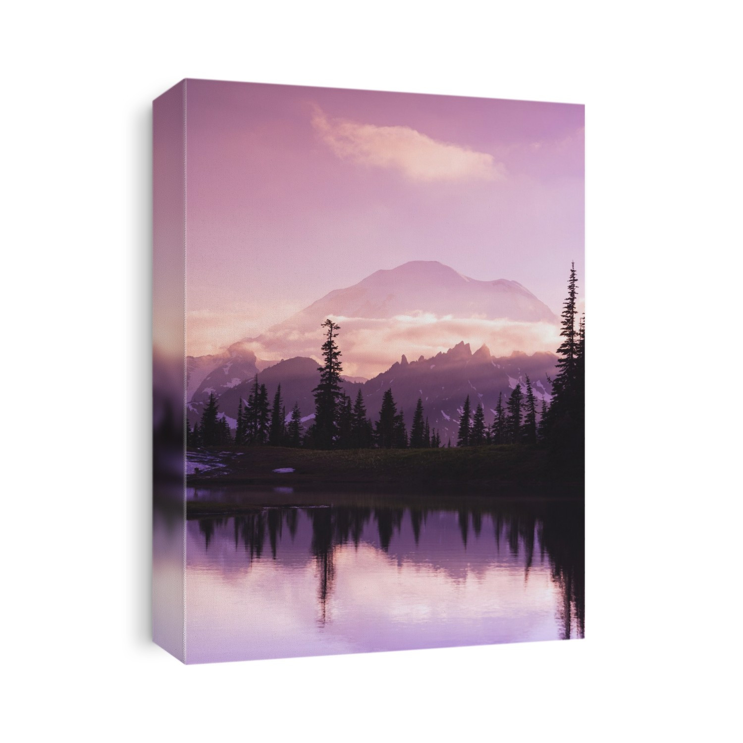 Sunset and a small reflecting pond near tipsoo lake mt. rainer national park near seattle; Washington united states of america