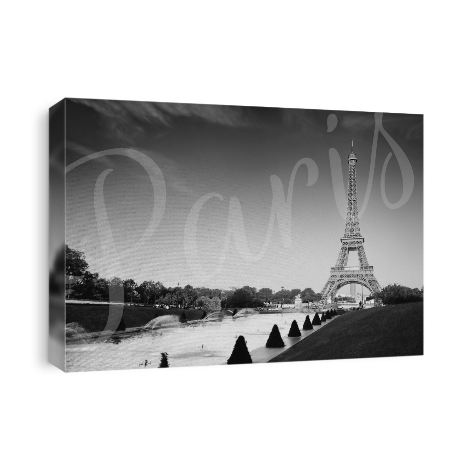 A View Of The Eiffel Tower With Paris Written Across It; Paris, France